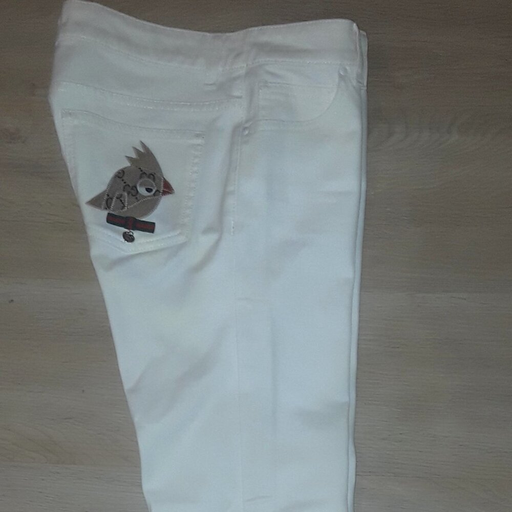 RARE Gucci low-rise LOGO jeans with GG bird and red-green GG logo